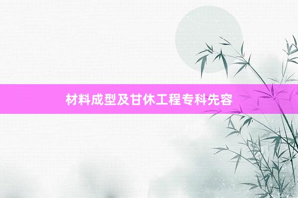 材料成型及甘休工程专科先容